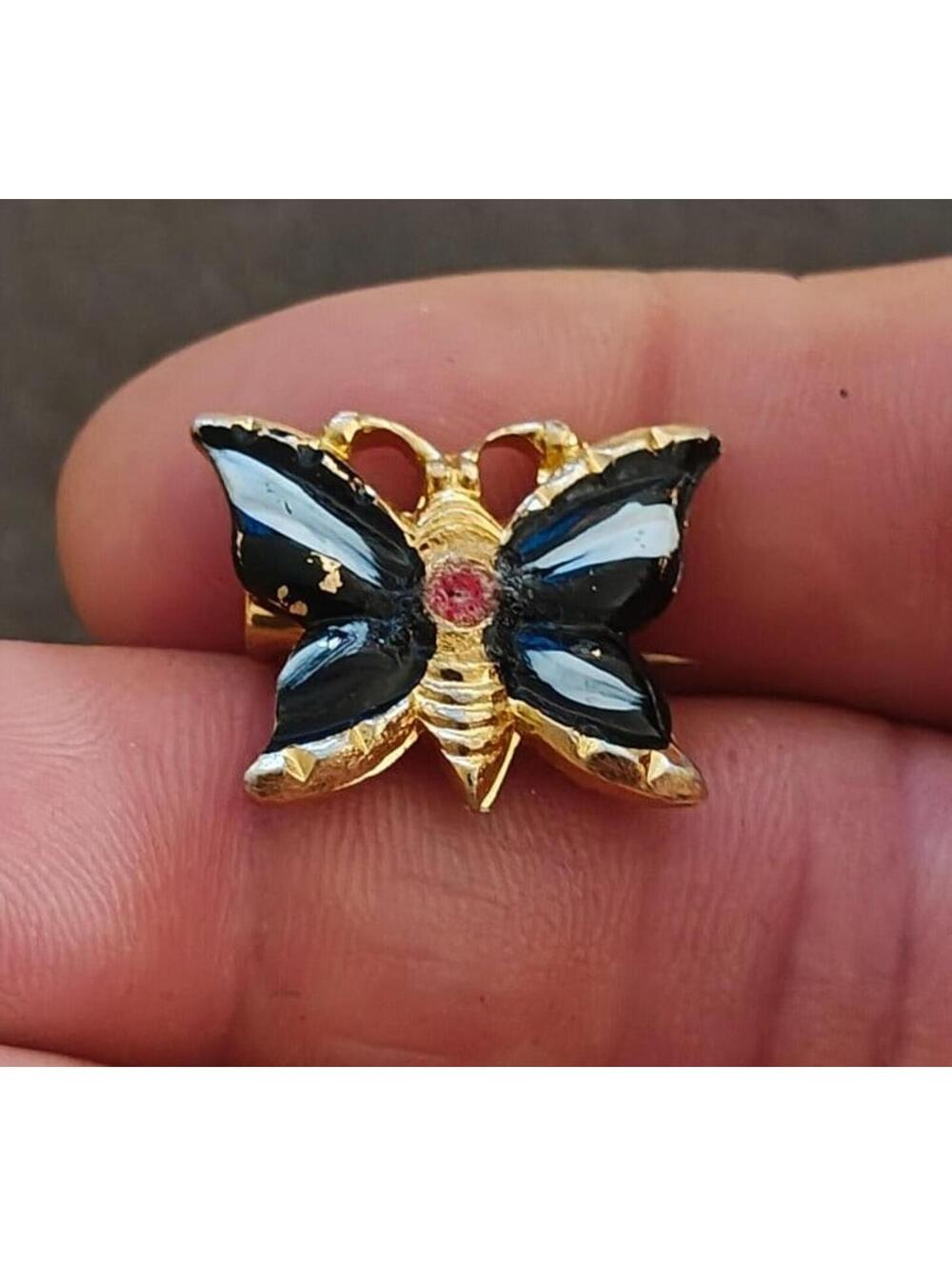 1960s/70s Gold Tone Enamel Butterfly Brooch